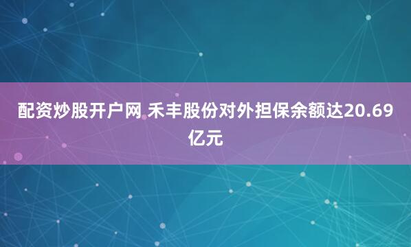 配资炒股开户网 禾丰股份对外担保余额达20.69亿元